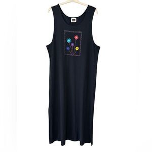 c.s.t. Sport Vintage Women's Embroidered Floral Maxi Dress Black Multi Color XL